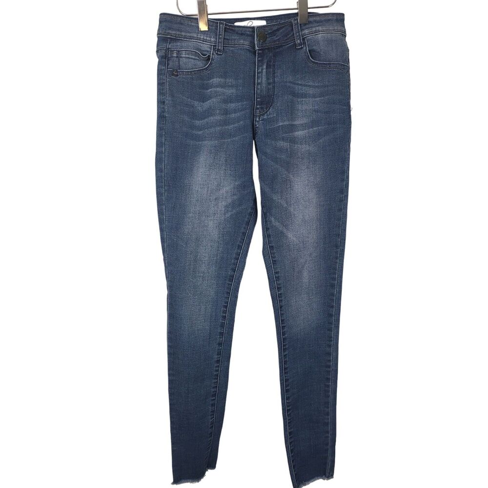 Lola Alexa Dan High Rise Skinny Leg 27/2 Womens‎ Medium Wash Raw Hem Bottoms